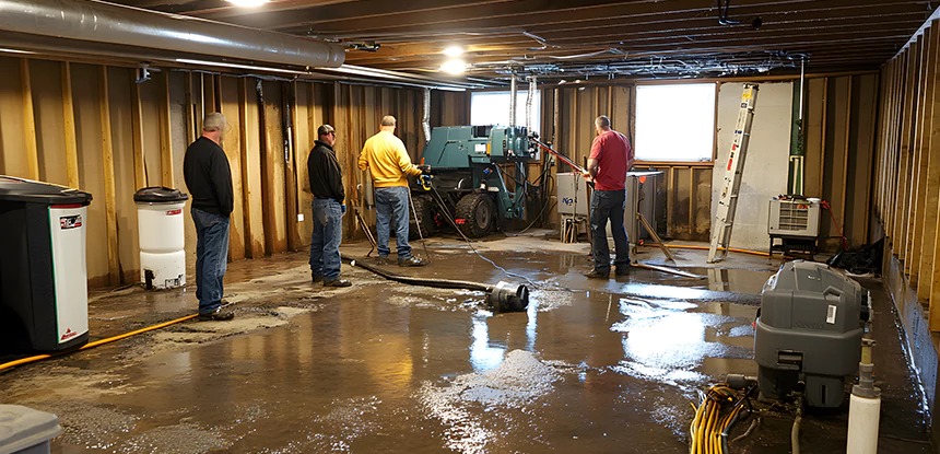 Cleaning Sewage From Basement Floor in Jenkinsburg